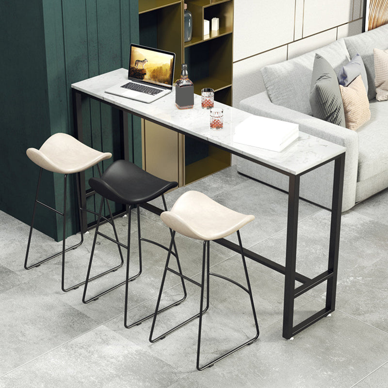 Industrial Bar Table Bar Height Rectangle Stone Top Pub Table for Indoor