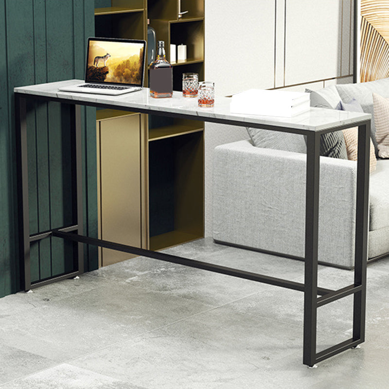 Industrial Bar Table Bar Height Rectangle Stone Top Pub Table for Indoor