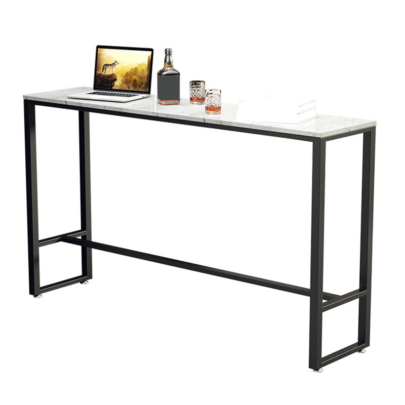 Industrial Bar Table Bar Height Rectangle Stone Top Pub Table for Indoor