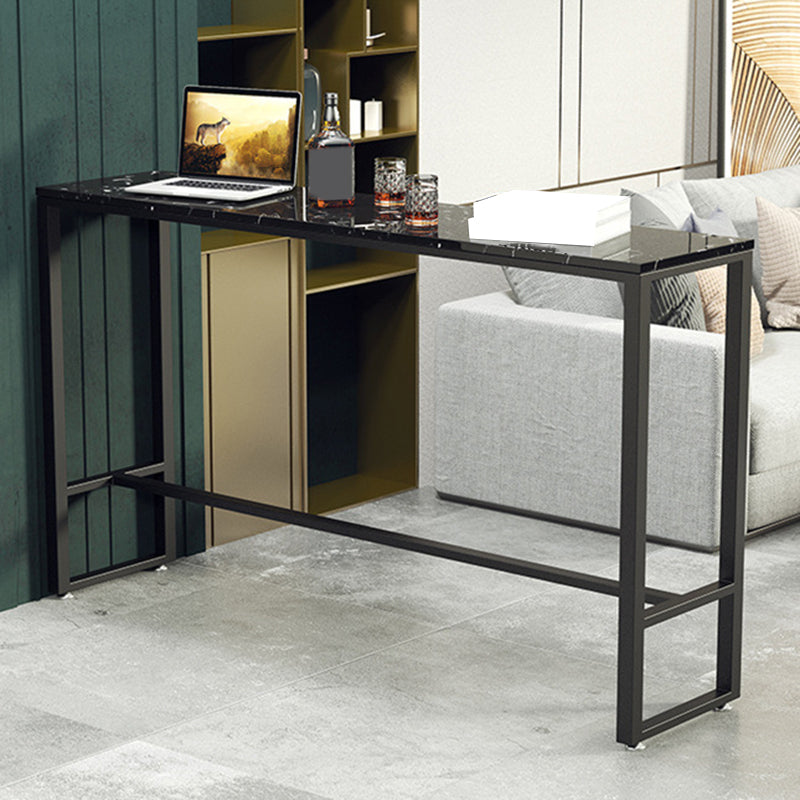 Industrial Bar Table Bar Height Rectangle Stone Top Pub Table for Indoor