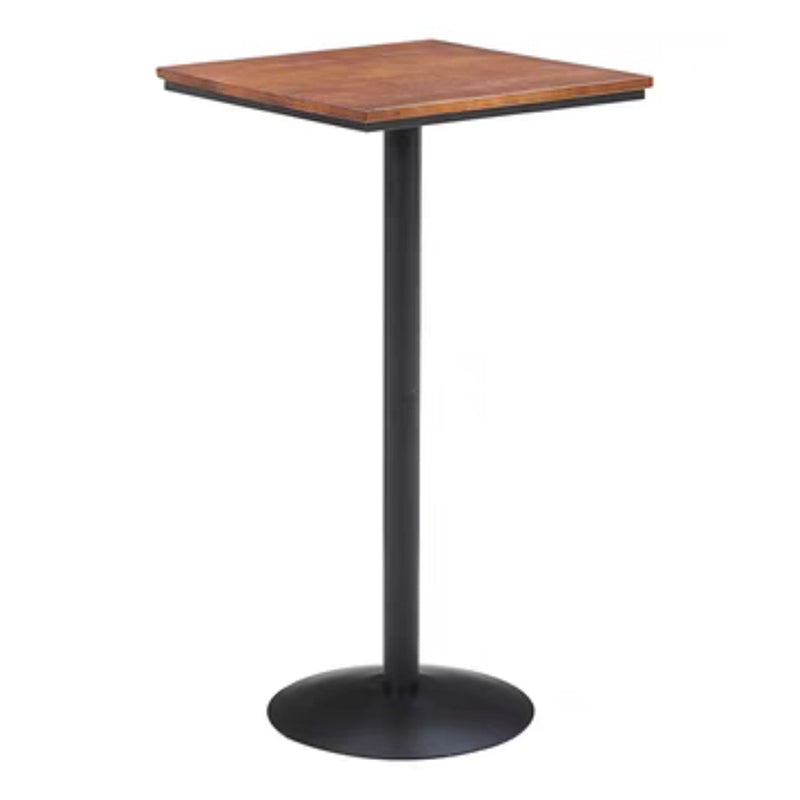 Industrial Metal Base Bar Table Black Iron Solid Wood Patio Bar Table
