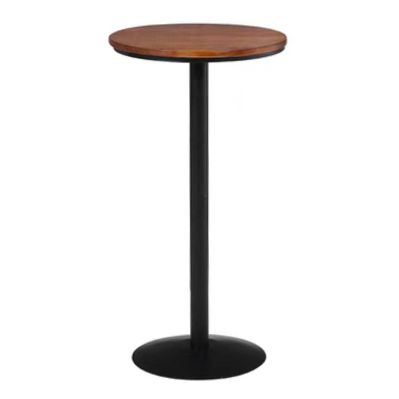 Industrial Metal Base Bar Table Black Iron Solid Wood Patio Bar Table