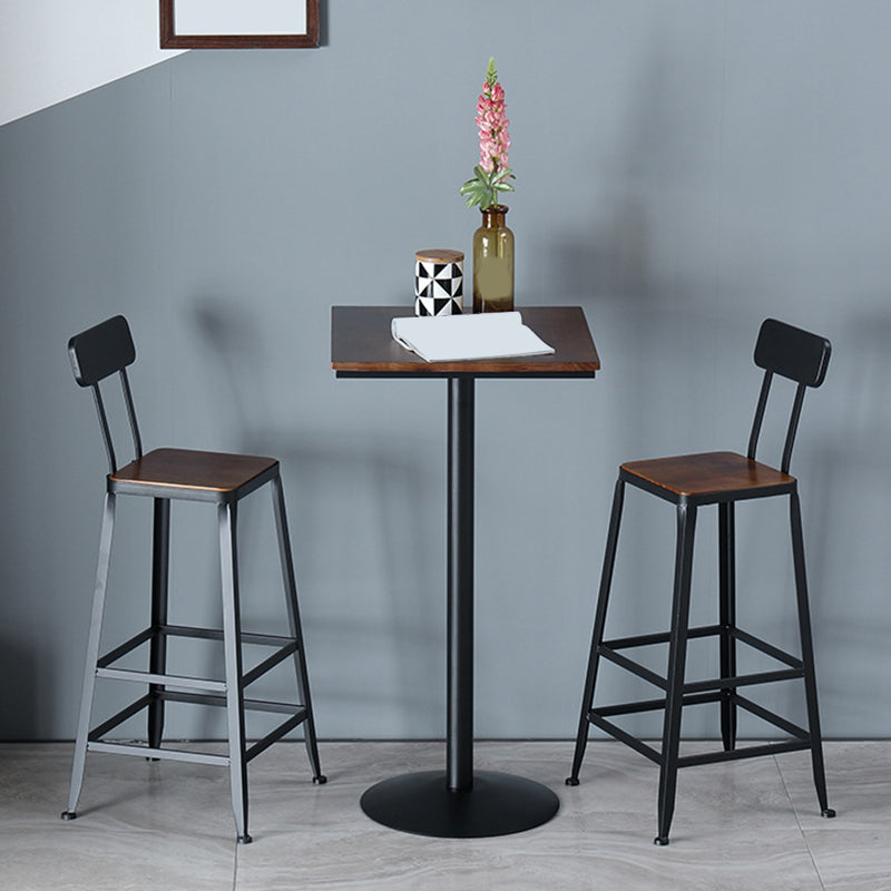Industrial Metal Base Bar Table Black Iron Solid Wood Patio Bar Table