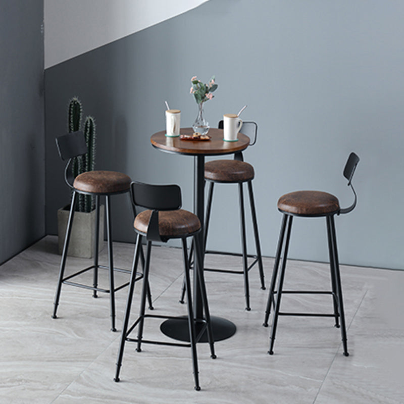 Industrial Metal Base Bar Table Black Iron Solid Wood Patio Bar Table