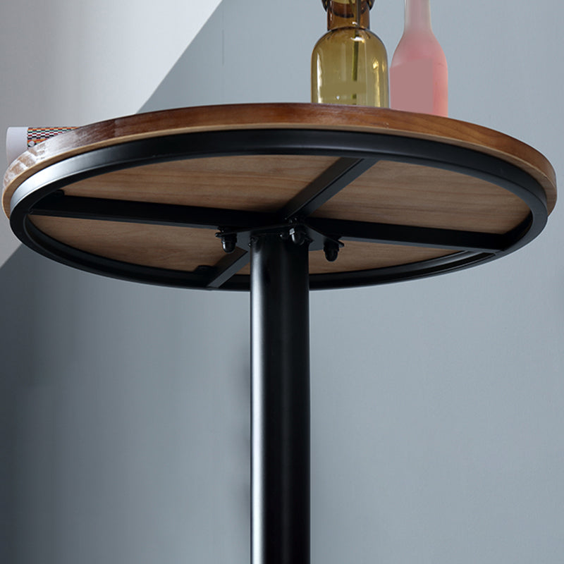 Industrial Metal Base Bar Table Black Iron Solid Wood Patio Bar Table