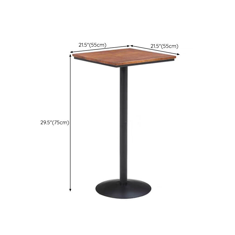 Industrial Metal Base Bar Table Black Iron Solid Wood Patio Bar Table