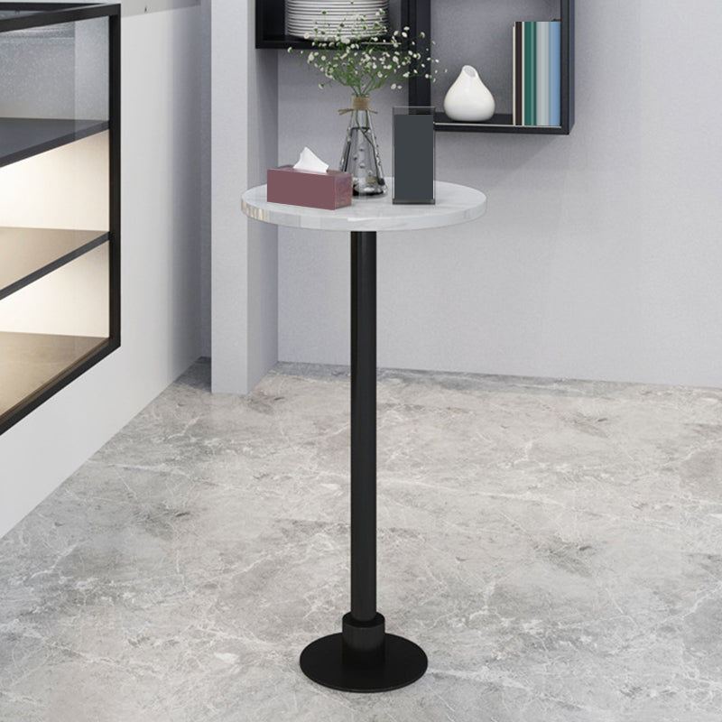 Glam Metal Base Bar Table White Stone Top Fixed Pub Table for Patio