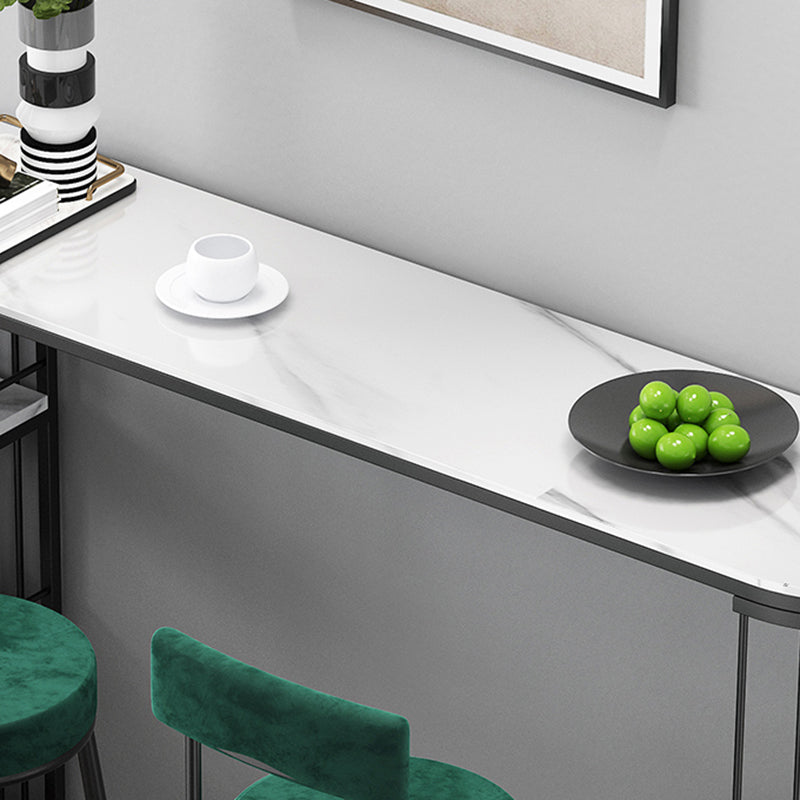 Modern Sintered Stone Bar Table Dining Table with Metal Base for Kitchen Living Room