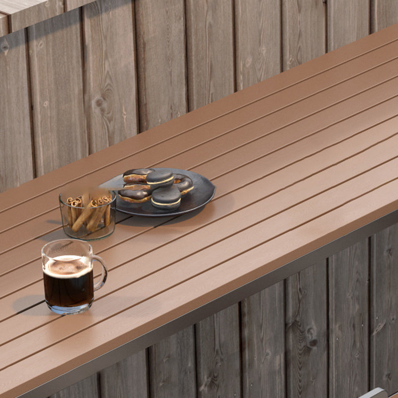 Rectangle Brown Top Bar Table Trestle Base Dining Table for Coffee Room