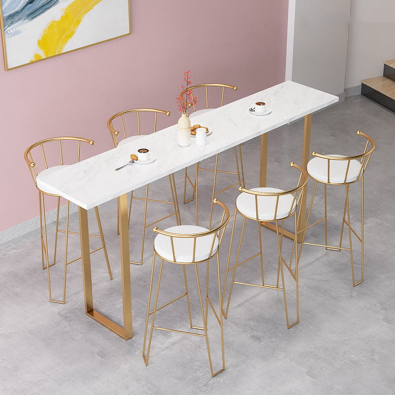 Glam Pub Table Rectangle Bar Height Bar Table for Cafe and Breakroom