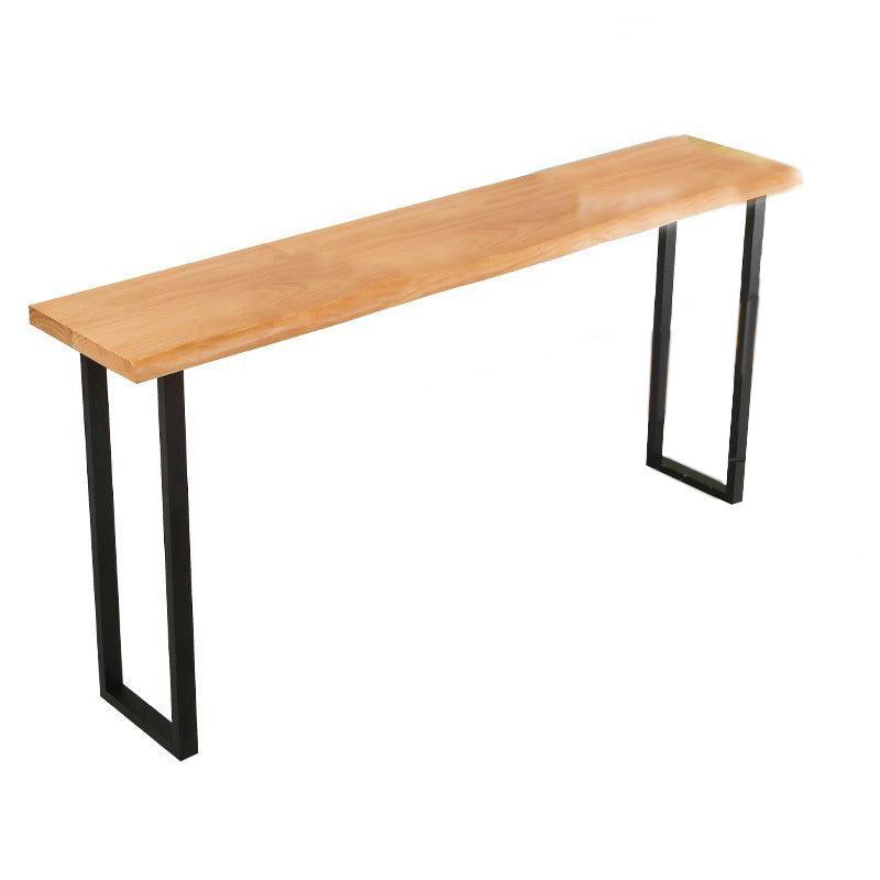 Industrial Metal Base Bar Table Black Iron Solid Wood Pub Table for Patio Use