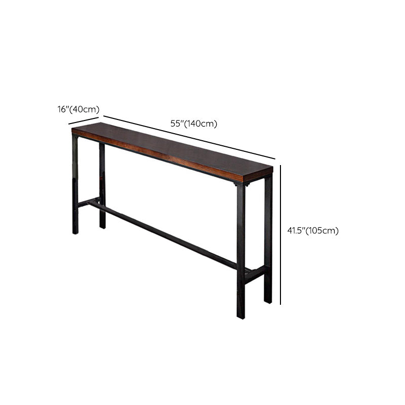 Modern 41.3"H Bar Table Black Iron Solid Wood Pub Table for Patio Use