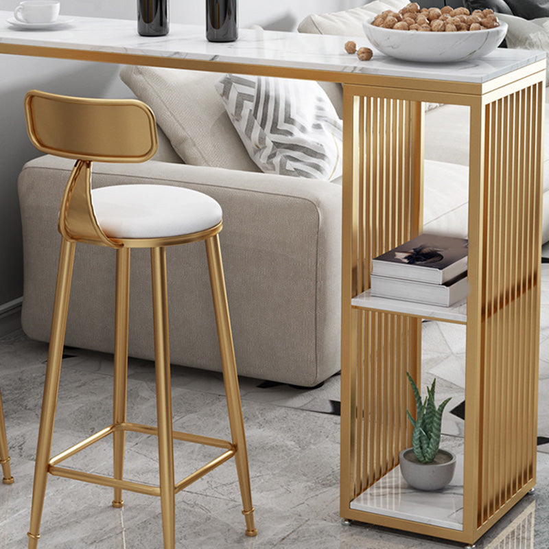 Glam Bar-height Table Stone and White Bar Table with 2 Shelve