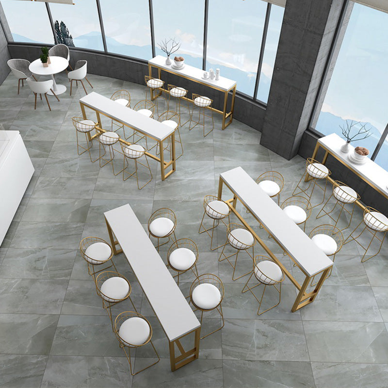 Glam Pub Height Dining Table Solid Wood Top Pub Table for Living Room