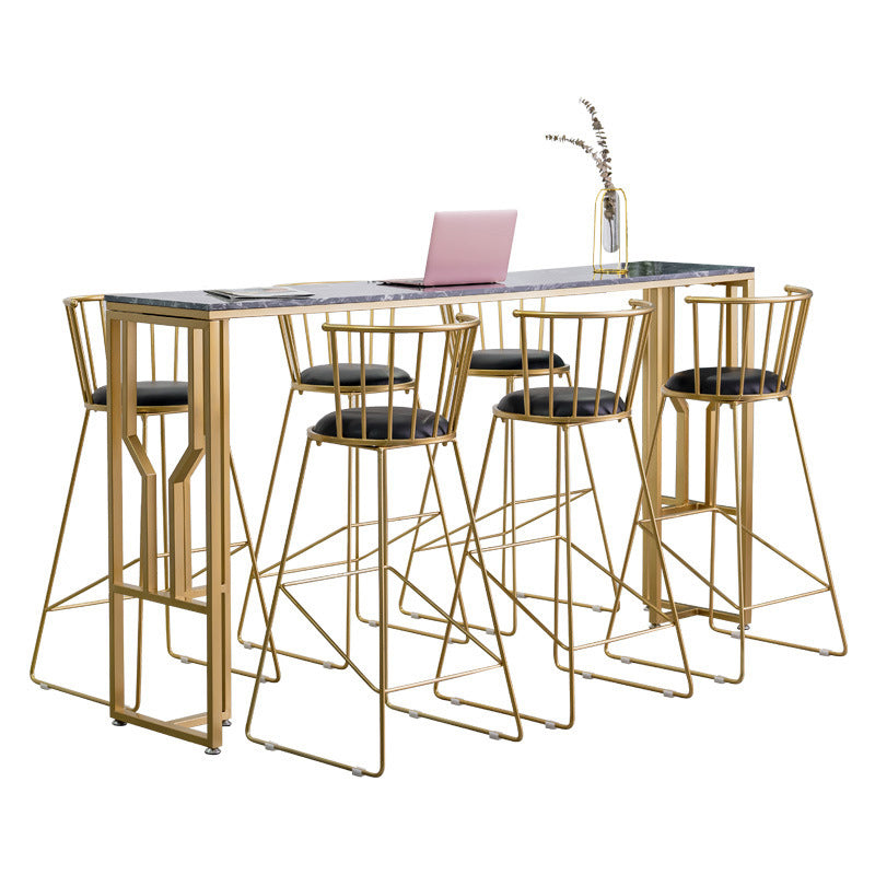 Glam Bar-height Table with Gold Legs and Metal Base Bar Table