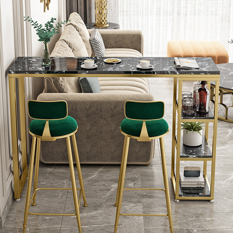 41.3-inch Faux Marble Top Table Modern Style Bistro Pub Table with Gold Base