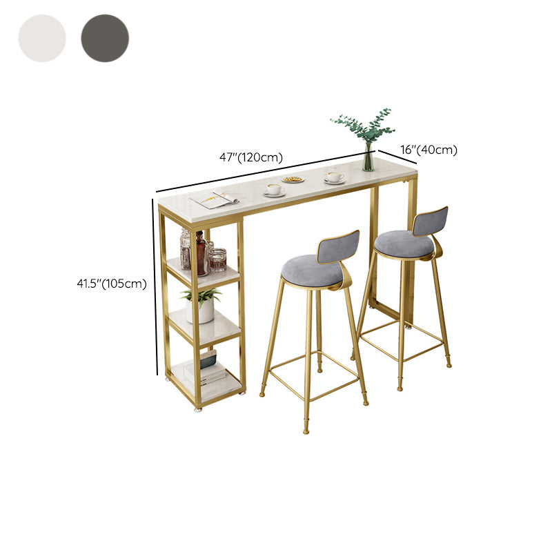 41.3-inch Faux Marble Top Table Modern Style Bistro Pub Table with Gold Base