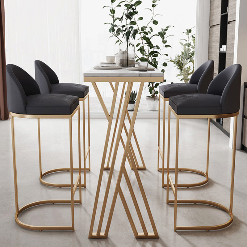 Rectangle Bar Counter Table Glam Style Faux Marble Bar Counter Table for Kitchen