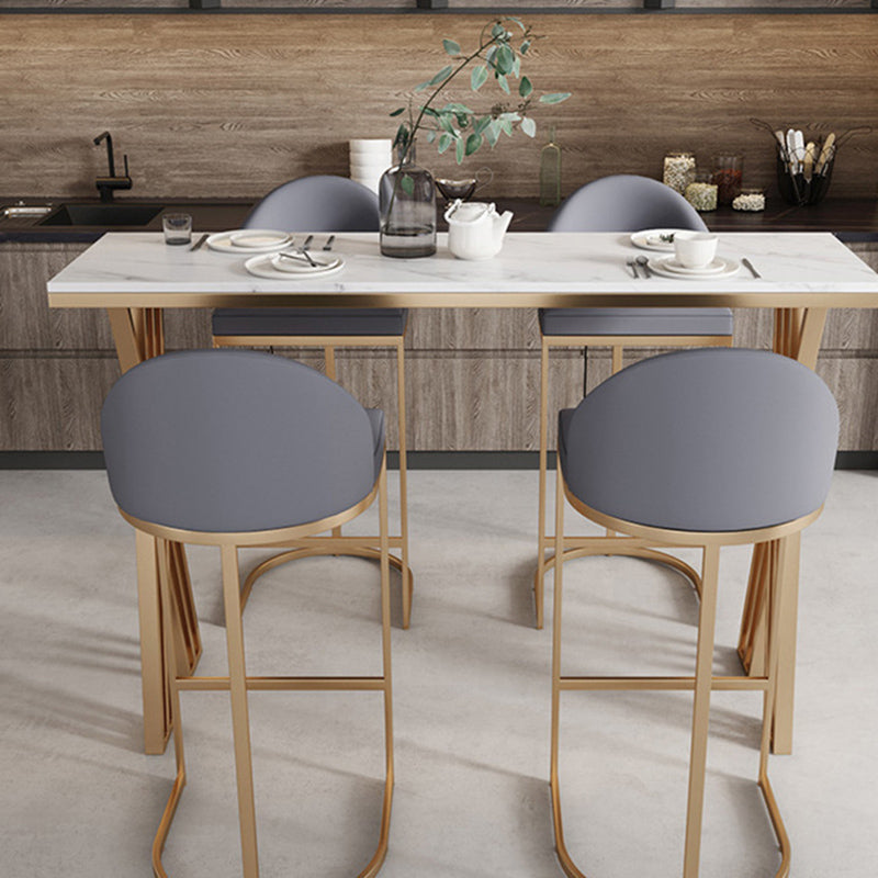 Rectangle Bar Counter Table Glam Style Faux Marble Bar Counter Table for Kitchen