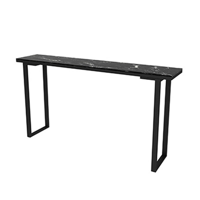 Faux Marble Top Table Modern Style Bistro Pub Table with Metal Base