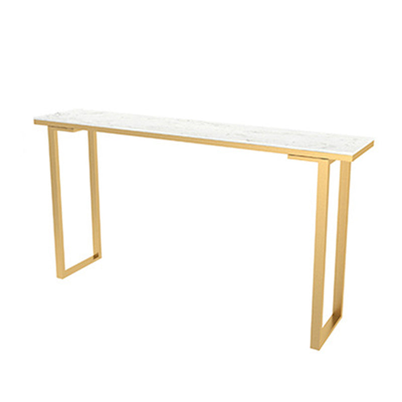 Faux Marble Top Table Modern Style Bistro Pub Table with Metal Base