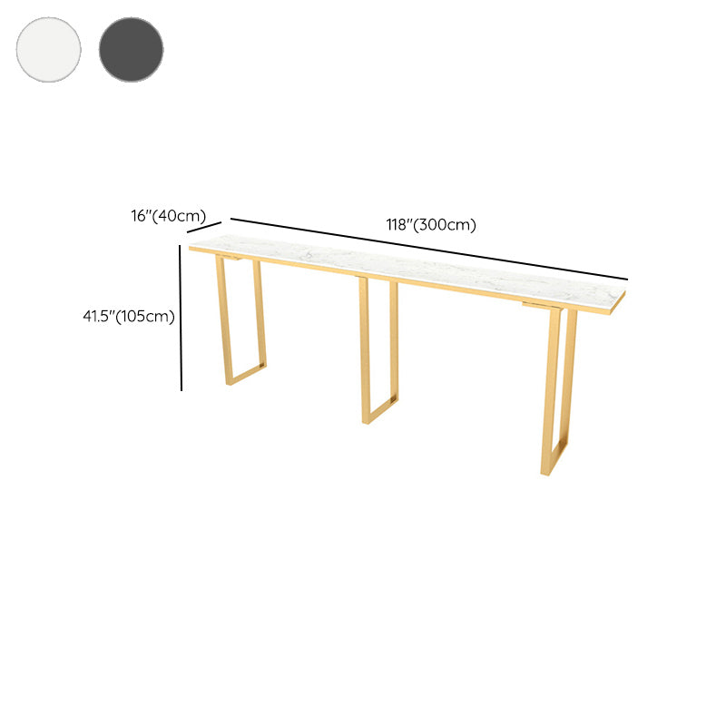 Faux Marble Top Table Modern Style Bistro Pub Table with Metal Base