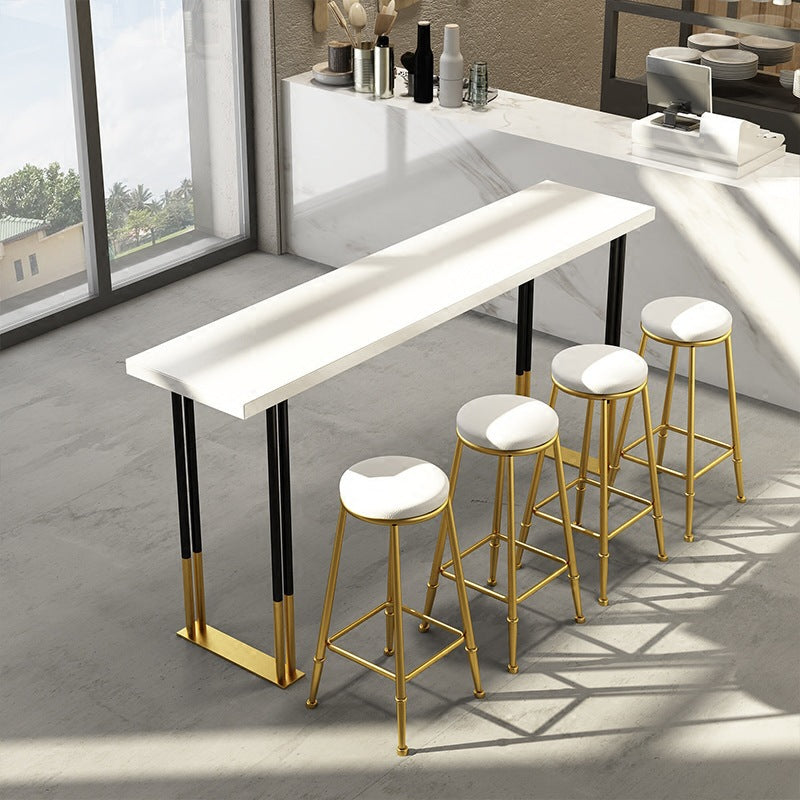 Modern Rectangle Bar Counter Table Wood Bar Counter Table with Metal Legs