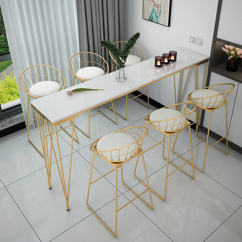 Glam Style Faux Marble Bar Counter Table Rectangle Bar Counter Table