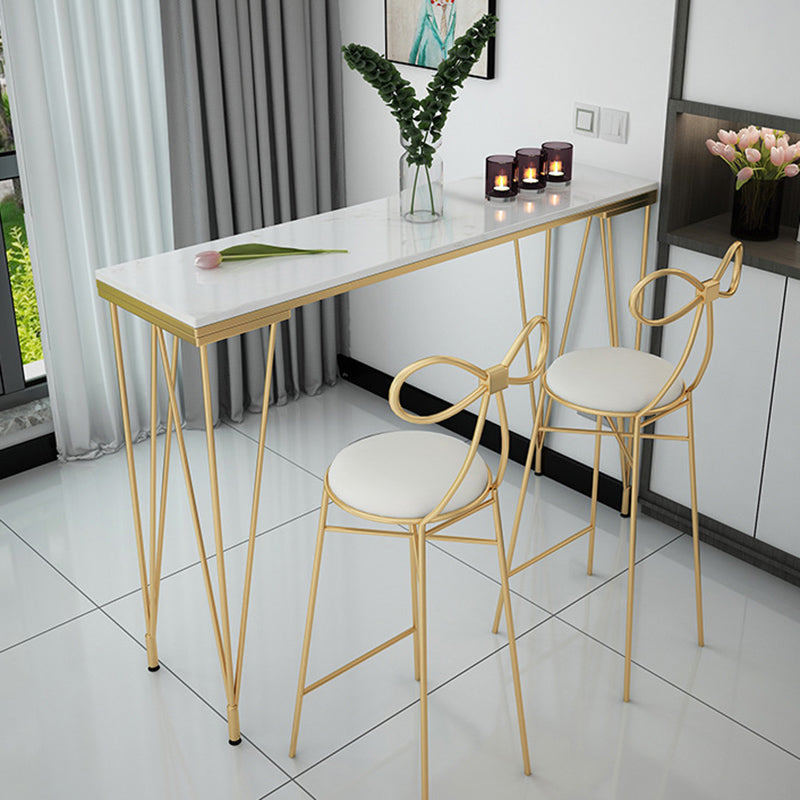 Glam Style Faux Marble Bar Counter Table Rectangle Bar Counter Table