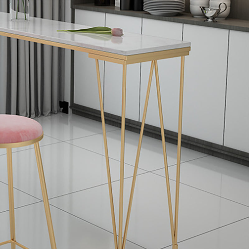 Glam Style Faux Marble Bar Counter Table Rectangle Bar Counter Table