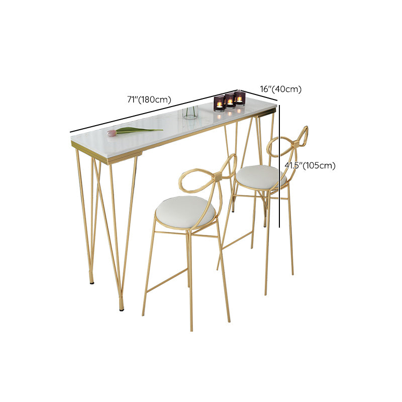 Glam Style Faux Marble Bar Counter Table Rectangle Bar Counter Table