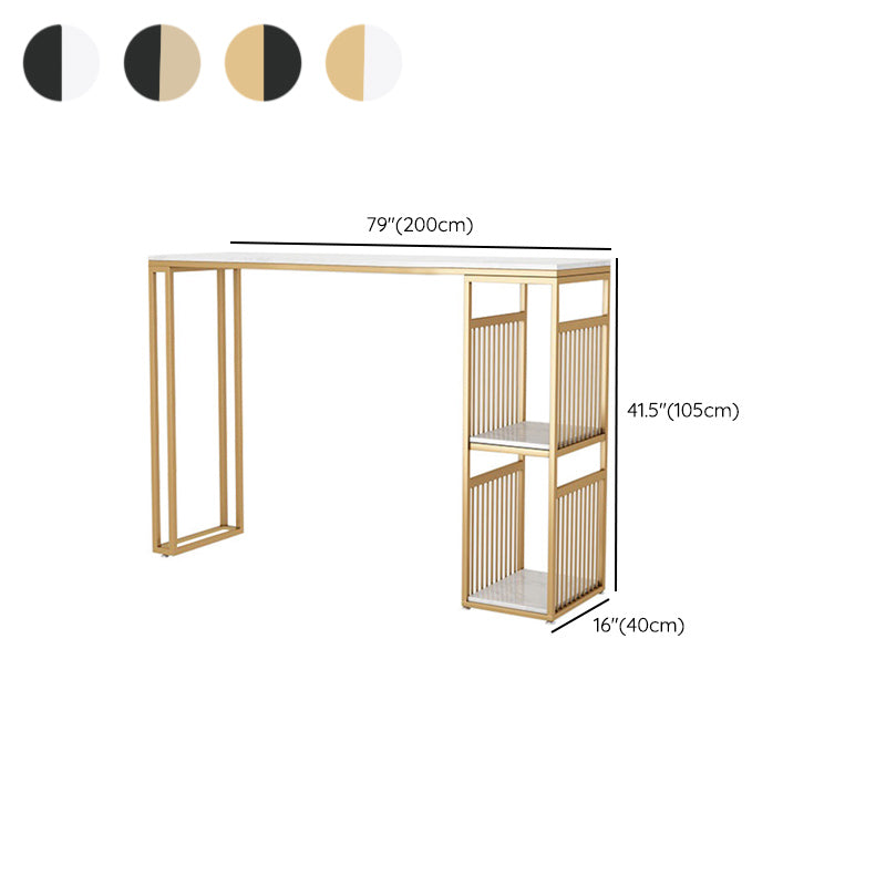 Modern Style Bar-height Table Metal Base Table with 2 Shelves