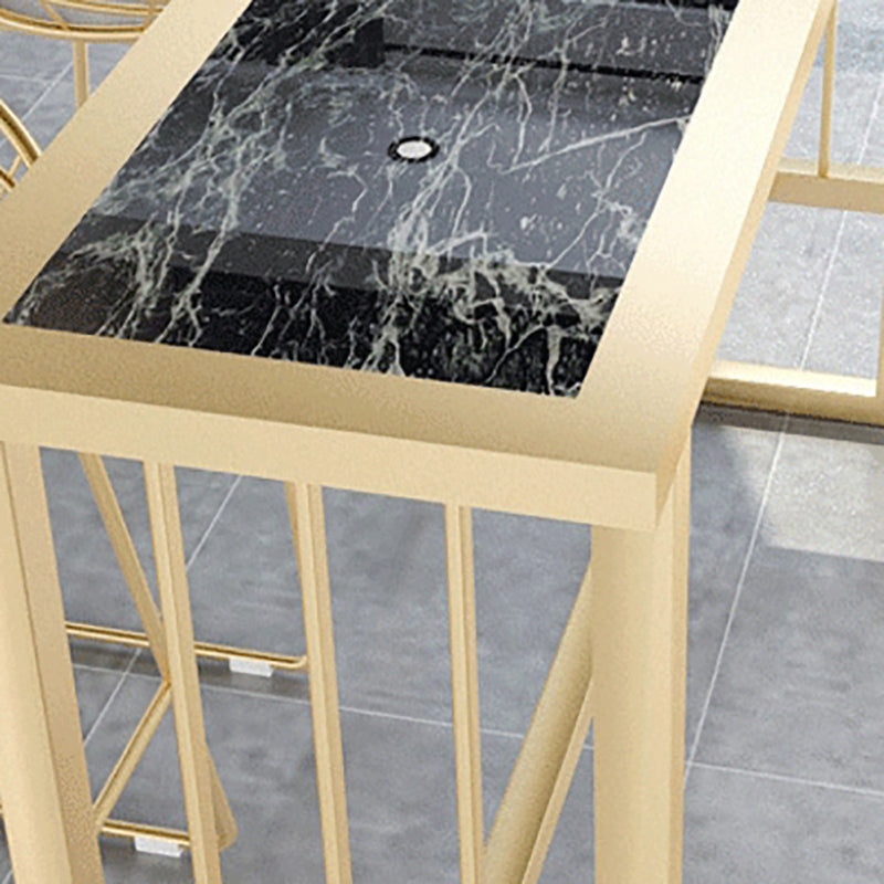 Modern Pub Height Dining Table Faux Marble Top Pub Table for Patio Use