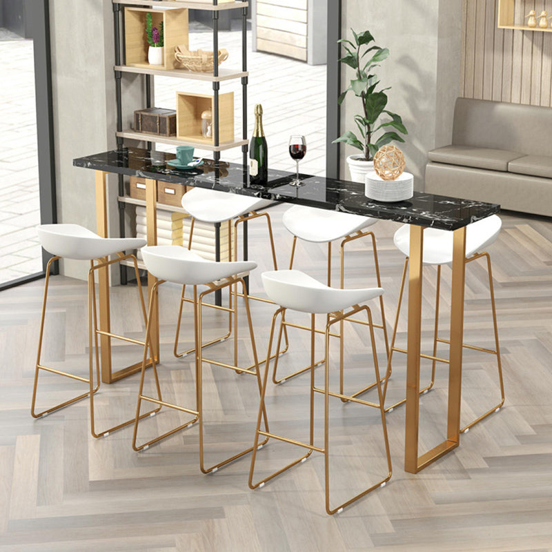 Glam Faux Marble Bar Counter Table Rectangle Bar Counter Table for Kitchen