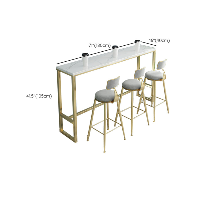 Glam Faux Marble Bar Counter Table Rectangle Bar Counter Table with Metal Legs for Kitchen