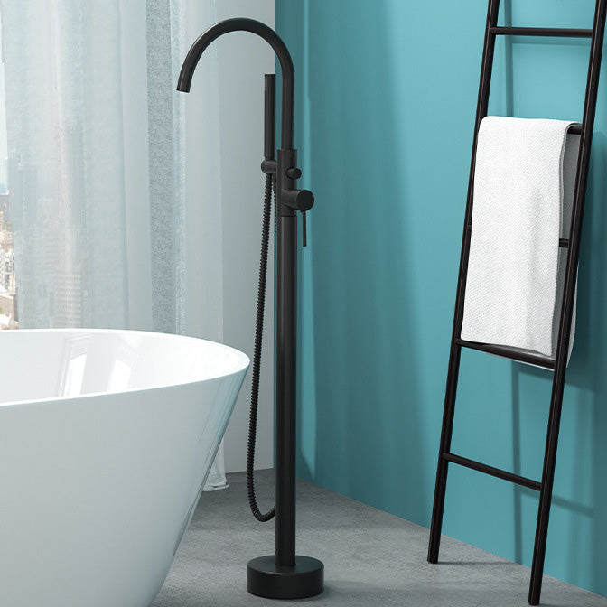 Modern Freestanding Bathtub Faucet Copper Floor Mount Freestanding Bathtub Faucet