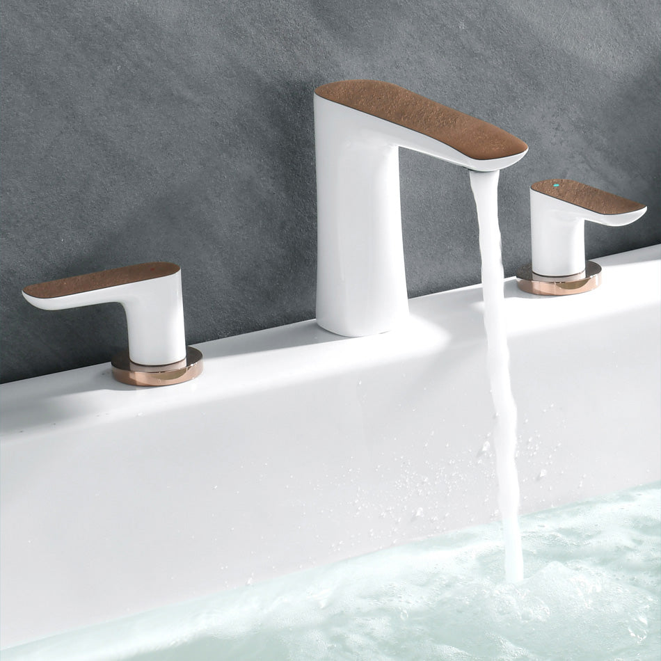 Modern Bathroom Faucet Black and White Copper Deck Mounted Tub Faucet