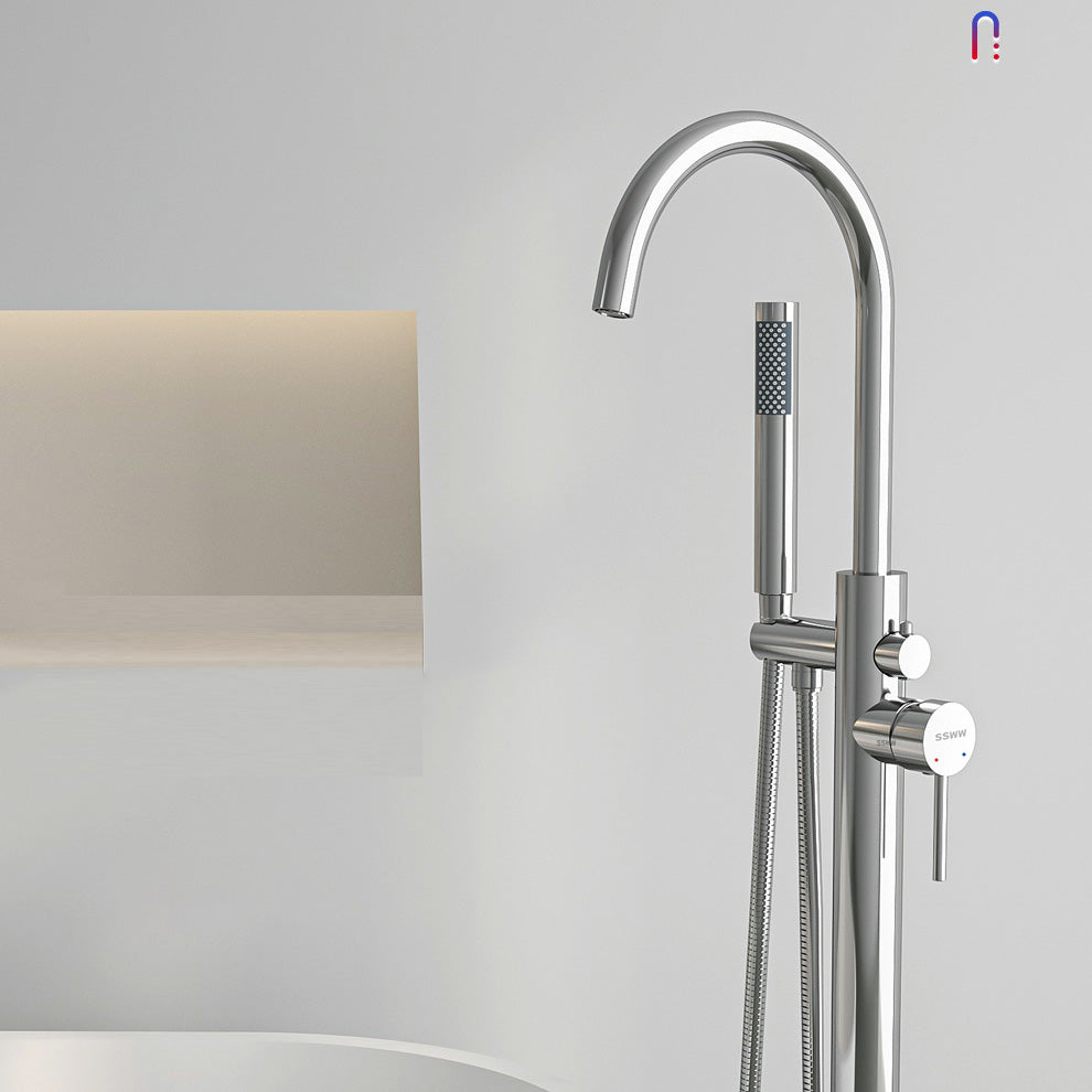 Modern Freestanding Bathtub Faucet One Handle Copper Freestanding Tub Filler Trim