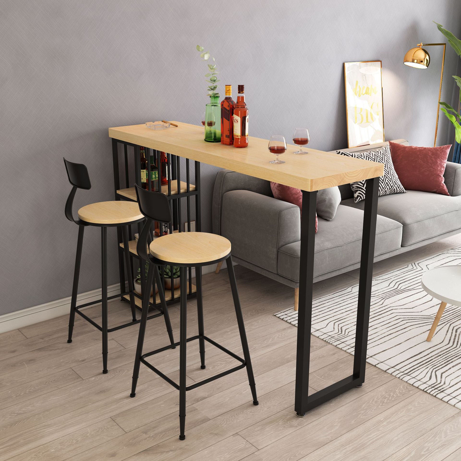 1/2/3/5 Pieces Bar Table and Stools Modern Bar Stool and Table Set