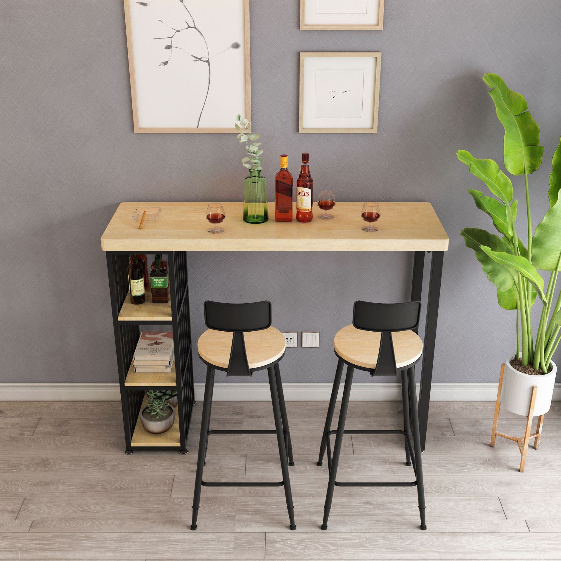 1/2/3/5 Pieces Bar Table and Stools Modern Bar Stool and Table Set