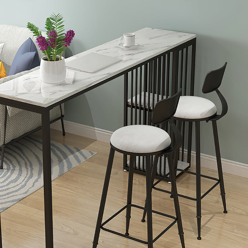 Modern Style Bar Table 1/3 Pieces Rectangle Faux Marble Counter Set