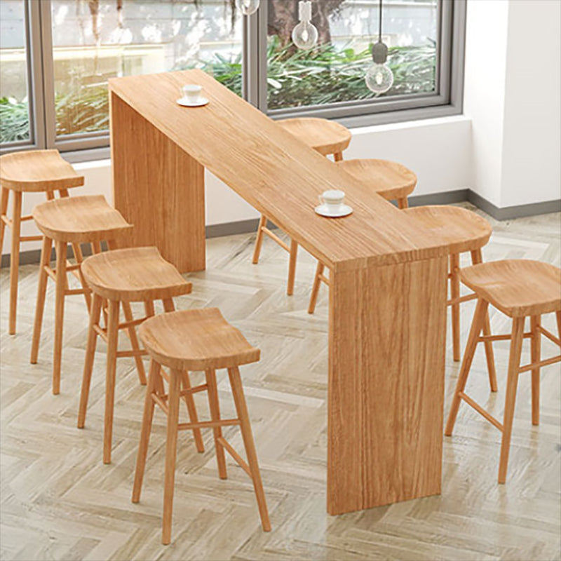 Modern Bar Table Set 1/5/9 Pieces Solid Wood Counter Table with Backless Stools
