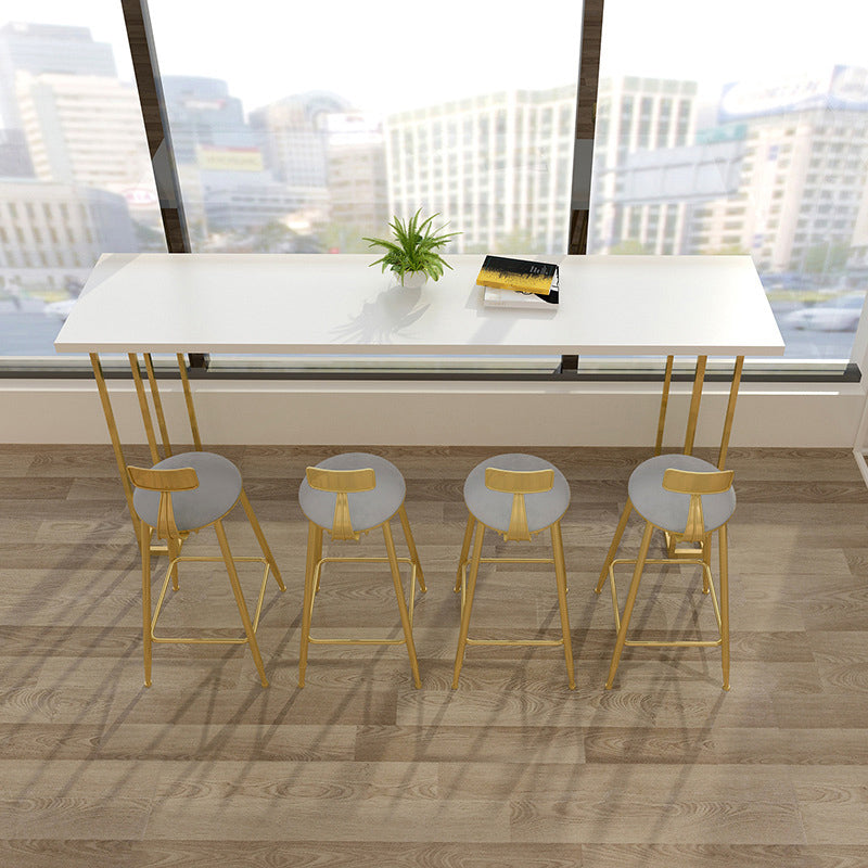 Glam Style Rectangle Counter Set 1/5 Pieces Solid Wood Bistro Set