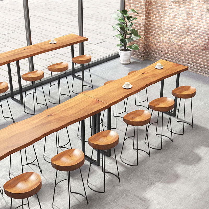 Industrial Bar Table Set 1/7 Pieces Solid Wood Bistro Set for Indoor