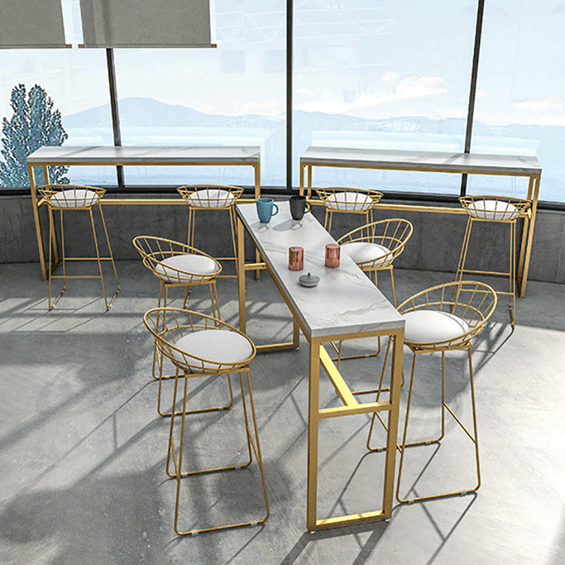 Faux Marble Bar Table Set Glam Style 1/3/5 Pieces Rectangle Counter Table