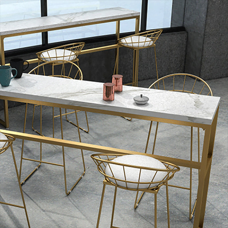 Faux Marble Bar Table Set Glam Style 1/3/5 Pieces Rectangle Counter Table