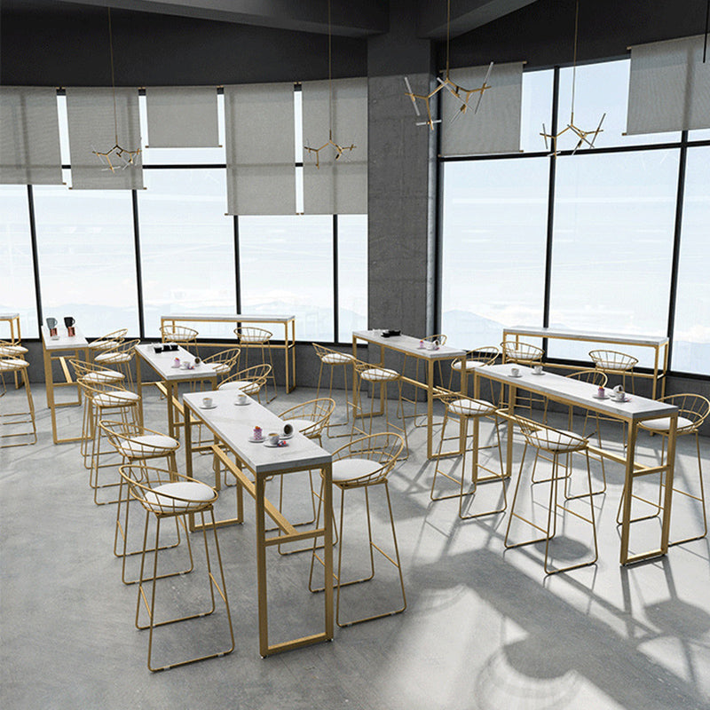 Faux Marble Bar Table Set Glam Style 1/3/5 Pieces Rectangle Counter Table