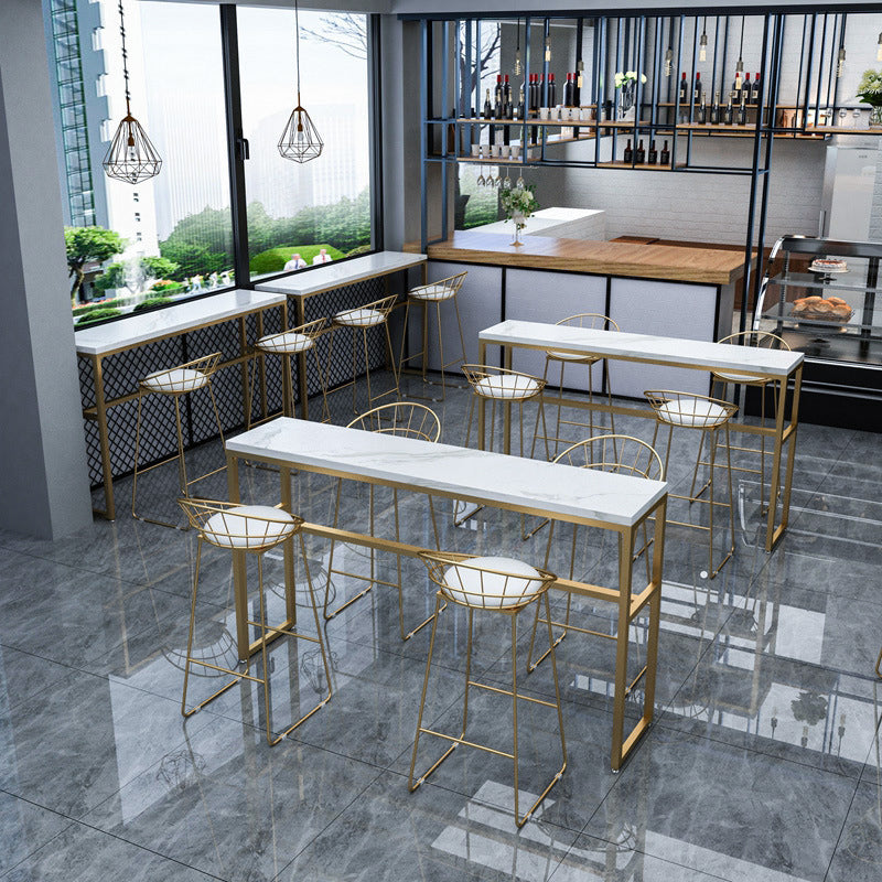 Faux Marble Bar Table Set Glam Style 1/3/5 Pieces Rectangle Counter Table