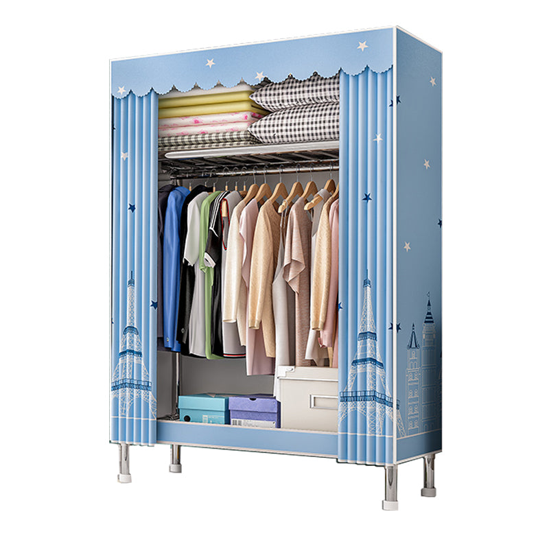 Contemporary Wardrobe Armoire with Shelves Steel Wardrobe Closet for Bedroom