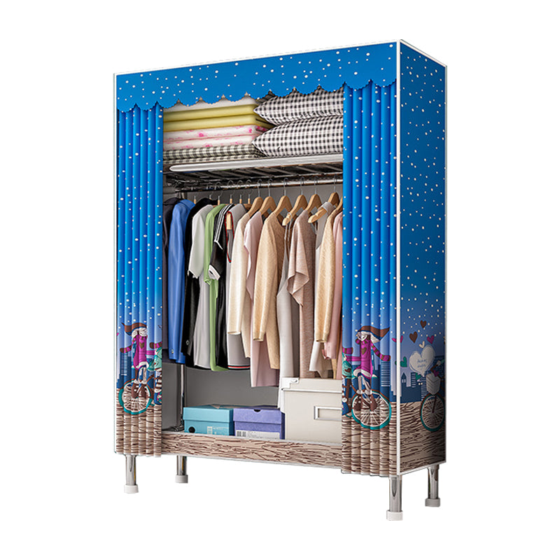Contemporary Wardrobe Armoire with Shelves Steel Wardrobe Closet for Bedroom